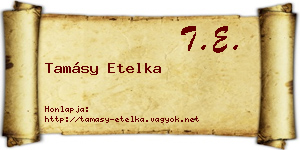 Tamásy Etelka névjegykártya